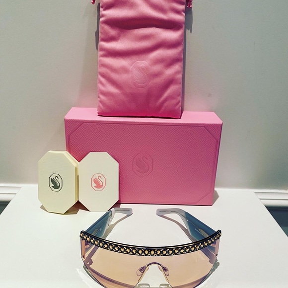 Brand new SWAROVSKI Crystal-Embellished Shield Sunglasses - Picture 6 of 7